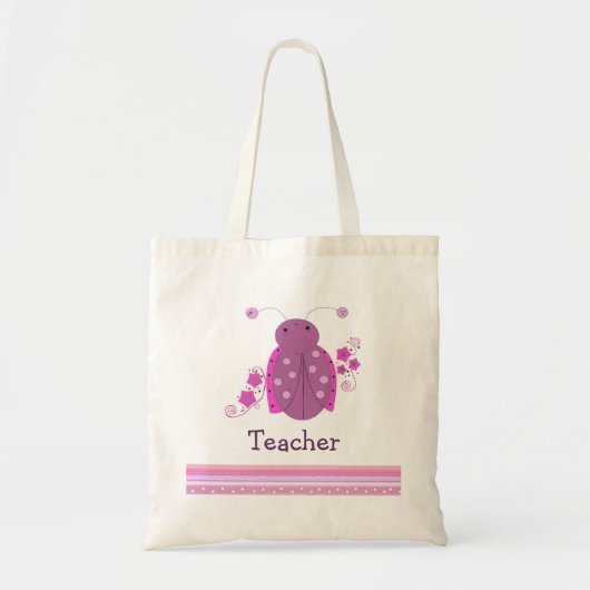 Ladybug in het Paarse onderwijsroze Tote Bag (Voorkant)
