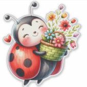 Ladybug in Love Sticker - Schattige Love Bug Decal (Voorkant)