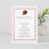 Ladybug in Red Polka Dots Shower Invitation Kaart (Staand voorkant)