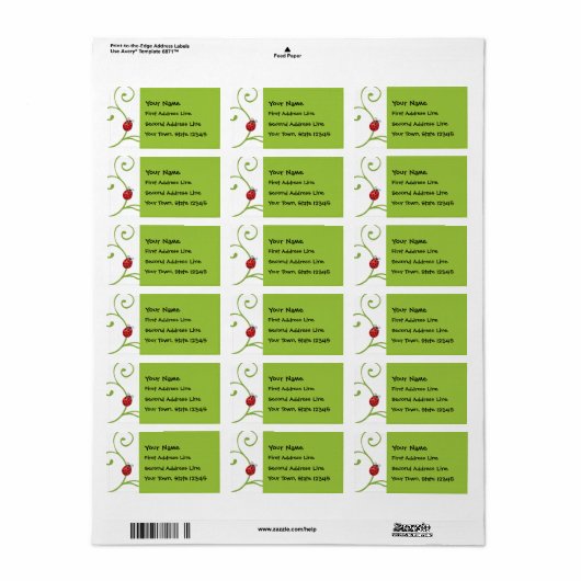 Ladybug in wijn etiket (Full Sheet)