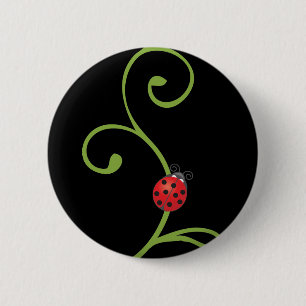 Ladybug in wijn ronde button 5,7 cm