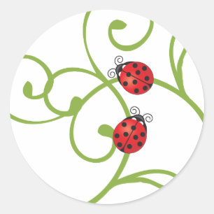 Ladybug in wijn ronde sticker