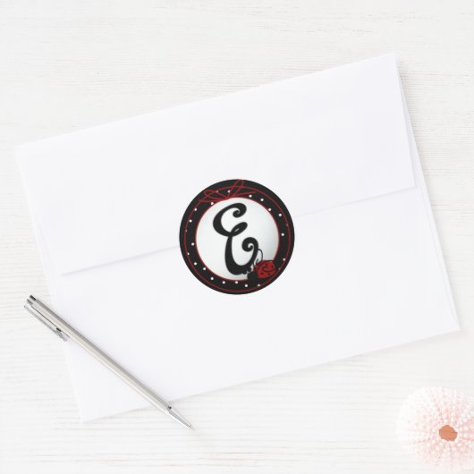 Ladybug Initiaal E Round Stickers (Envelop)