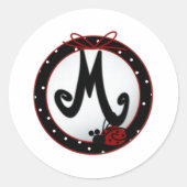Ladybug Initiaal M Ronde Sticker (Voorkant)