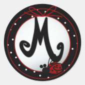 Ladybug Initiaal M Ronde Stickers (Voorkant)