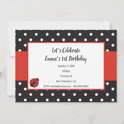 Ladybug Invitation for Kind Birthday of Baby showe Kaart (Voorkant)