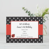 Ladybug Invitation for Kind Birthday of Baby showe Kaart (Staand voorkant)