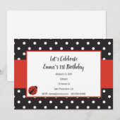 Ladybug Invitation for Kind Birthday of Baby showe Kaart (Voorkant / Achterkant)