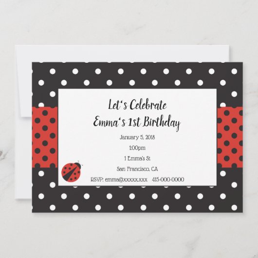 Ladybug Invitation for Kind Birthday of Baby showe Kaart (Voorkant)