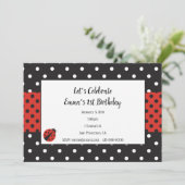 Ladybug Invitation for Kind Birthday of Baby showe Kaart (Staand voorkant)