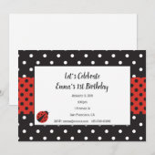Ladybug Invitation for Kind Birthday of Baby showe Kaart (Voorkant / Achterkant)