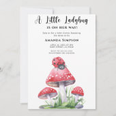 Ladybug is op weg naar Baby shower Invitati Kaart (Voorkant)