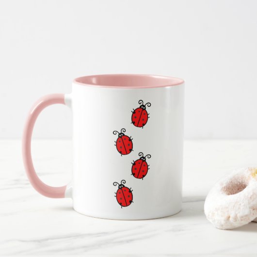 LadyBug Kantoor Home personaliseer de bestemming Mok (Met donut)