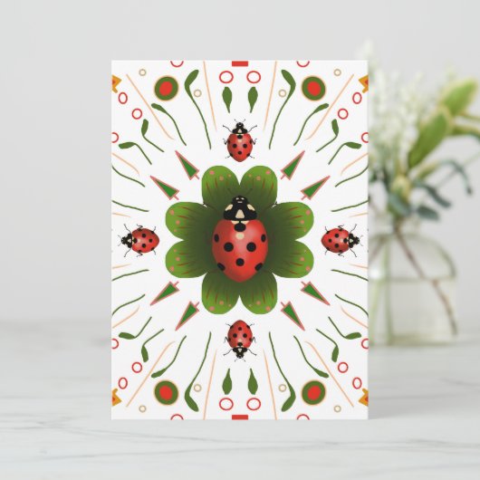 Ladybug Kerst Kaart (Staand voorkant)