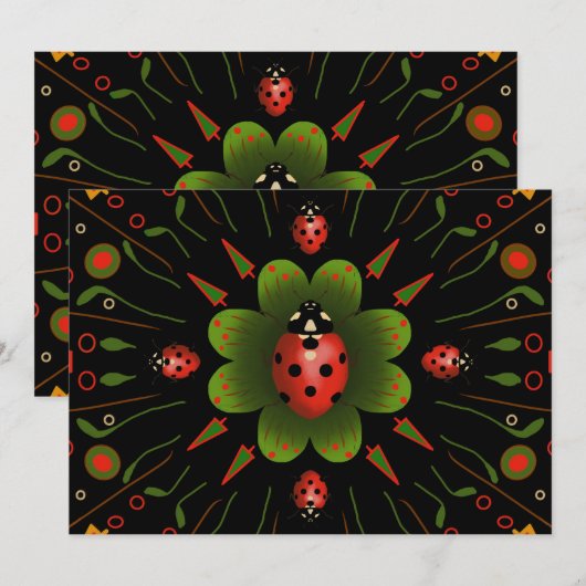 Ladybug Kerst Kaart (Voorkant / Achterkant)