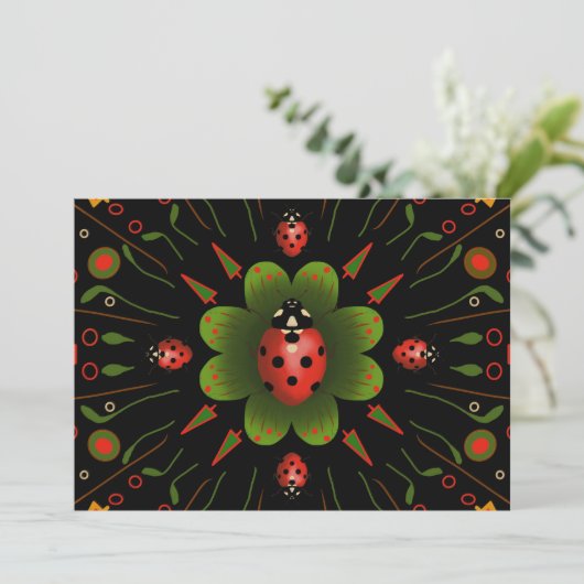 Ladybug Kerst Kaart (Staand voorkant)