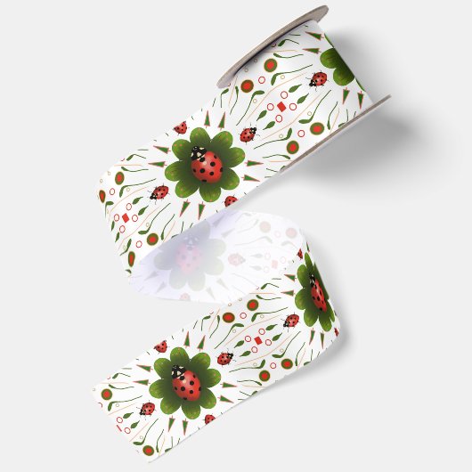 Ladybug Kerstmis Satijnen Lint (Achterkant)