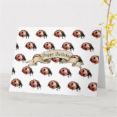 Ladybug kever-gelukkige verjaardag kaart (Gele Bloem)