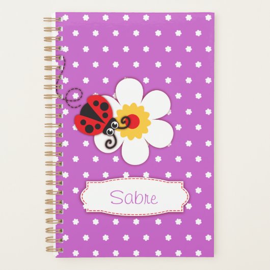 Ladybug kinder genoemd paarse rood planner (Voorkant)
