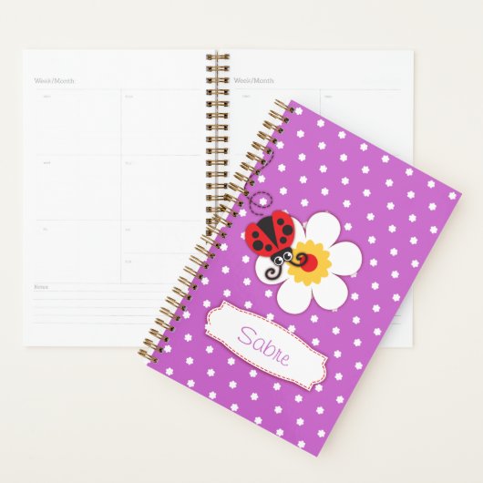 Ladybug kinder genoemd paarse rood planner (Display)