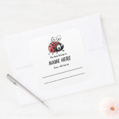 Ladybug Kinderboekbord met bericht Vierkante Sticker (Envelop)