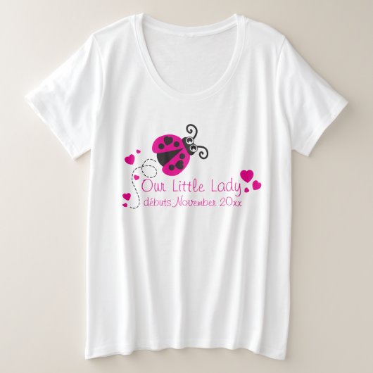 Ladybug kleine dame schattige roze moederschap t-s grote maat t-shirt (Design voorkant)