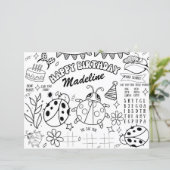 Ladybug Kleurplaat Verjaardag Placemat Decor Kinde (Staand voorkant)