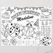 Ladybug Kleurplaat Verjaardag Placemat Decor Kinde (Voorkant)