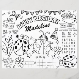 Ladybug Kleurplaat Verjaardag Placemat Decor Kinde