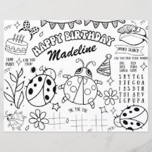 Ladybug Kleurplaat Verjaardag Placemat Decor Kinde