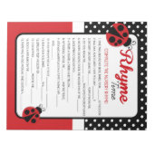 Ladybug Kwekerij Rhyme Baby shower Game Pack Notitieblok (Voorkant)
