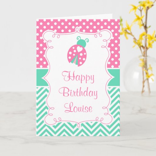 Ladybug Ladybird Birthday Party  Kaart (Gele Bloem)