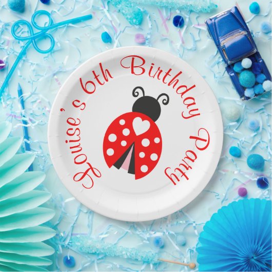 Ladybug Ladybird Birthday Party Papieren Bordje (Feest)