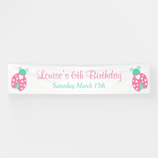 Ladybug Ladybird Birthday Party Spandoek (Horizontaal)