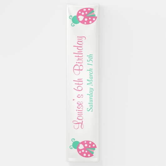 Ladybug Ladybird Birthday Party Spandoek (Verticaal)