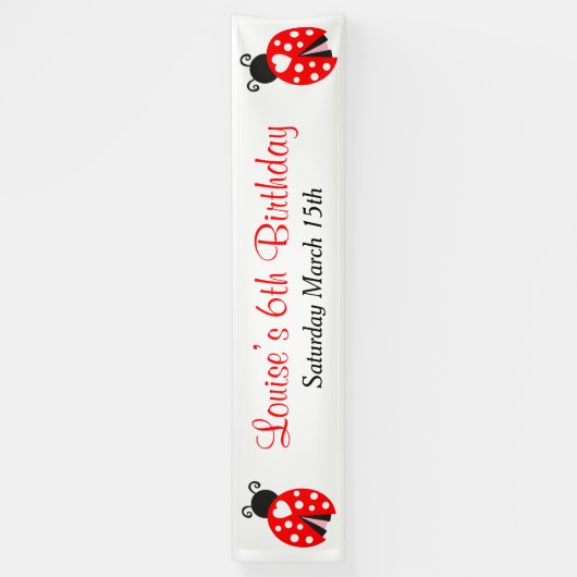 Ladybug Ladybird Birthday Party Spandoek (Verticaal)