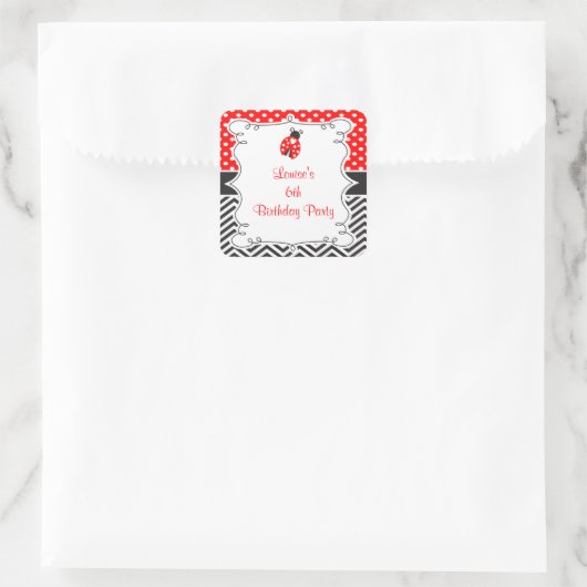 Ladybug Ladybird Birthday Party Vierkante Sticker (Tas)