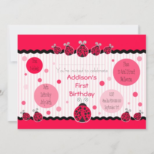 Ladybug Ladybird Invitation Kaart (Voorkant)