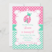 Ladybug Ladybird Roze Verjaardagsfeestje Kaart (Voorkant)