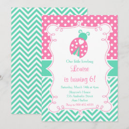 Ladybug Ladybird Roze Verjaardagsfeestje Kaart