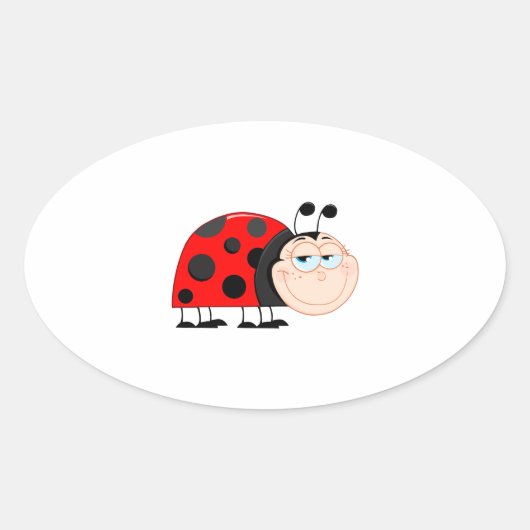 Ladybug Ladybugs Bug Funny Insect Schattige Smile Ovale Sticker (Voorkant)