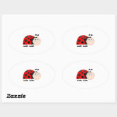 Ladybug Ladybugs Bug Funny Insect Schattige Smile Ovale Sticker (Vel)