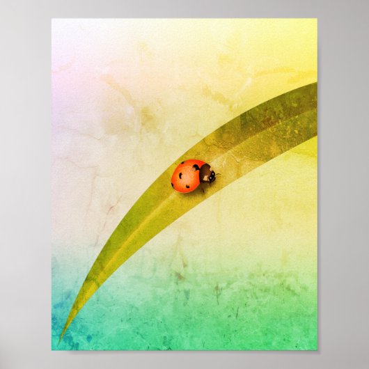 Ladybug Leaf Poster (Voorkant)
