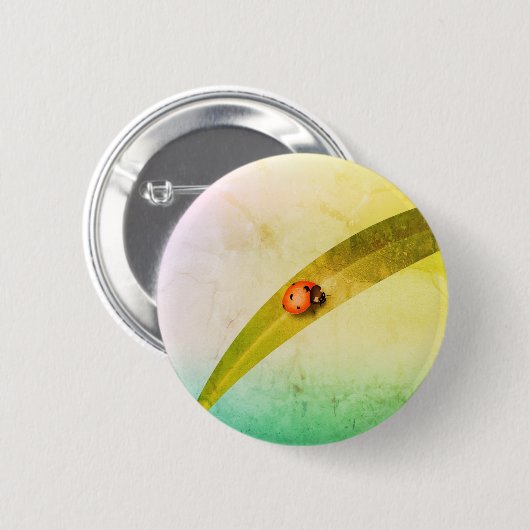 Ladybug Leaf Ronde Button 5,7 Cm (Voorkant /achterkant)