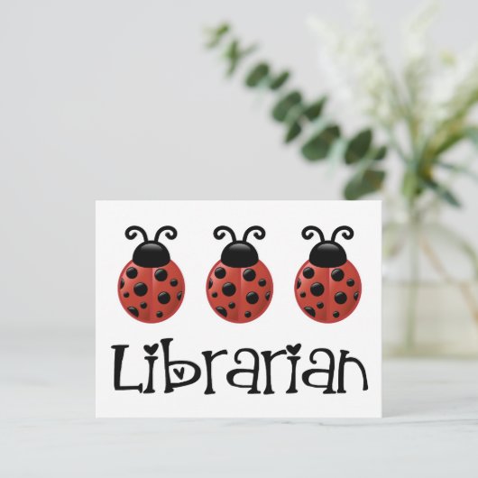 Ladybug Librarian Gift Briefkaart (Staand voorkant)