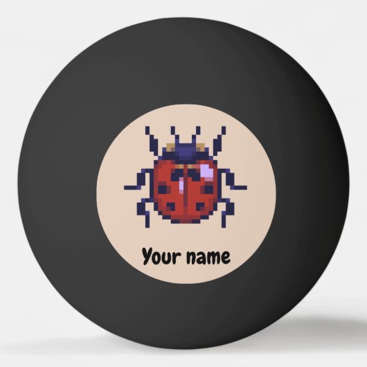Ladybug, lieveheersbeestje pixelart pingpongbal (Voorkant)