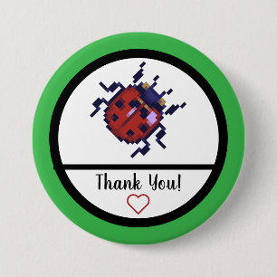 Ladybug, lieveheersbeestje pixelart ronde button 7,6 cm