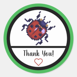 Ladybug, lieveheersbeestje pixelart ronde sticker