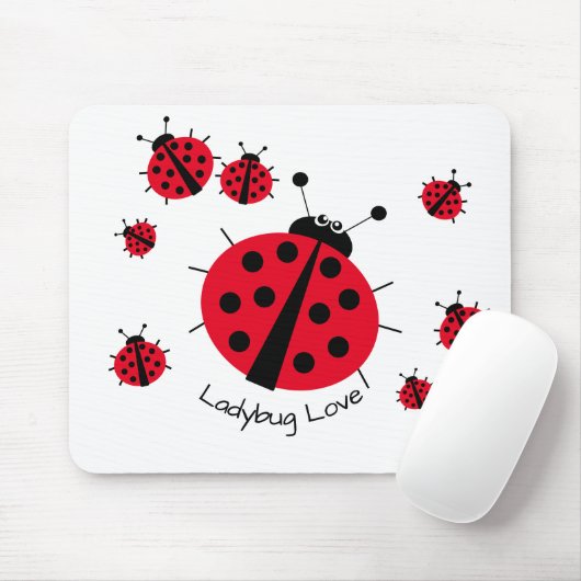 Ladybug Love Girly Fun Cute Cartoon Muismat (Met muis)