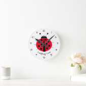 Ladybug Love Girly Fun Cute Cartoon  Ronde Klok (Huis)